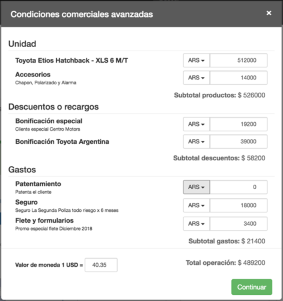 Cómo indicar las condiciones comerciales de una venta en Tecnom Nubux